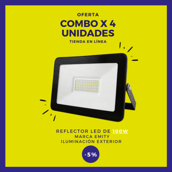 Reflector LED de 100W Combo x 4 uds